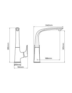 Grifo Fregadero Monomando Serie Cascais EDM Caño Alto 2