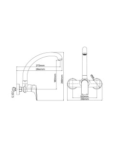 Grifo Fregadero Monomando Empotrado Serie Cascais EDM Caño Alto 2