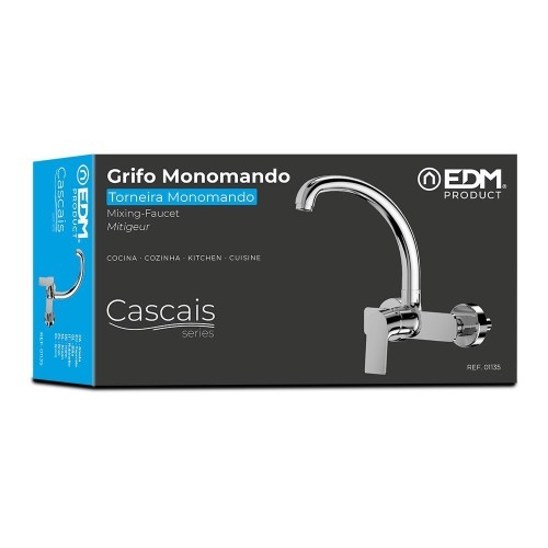Grifo Fregadero Monomando Empotrado Serie Cascais EDM Caño Alto Grifo Fregadero Monomando Empotrado Serie Cascais EDM Caño Alto
