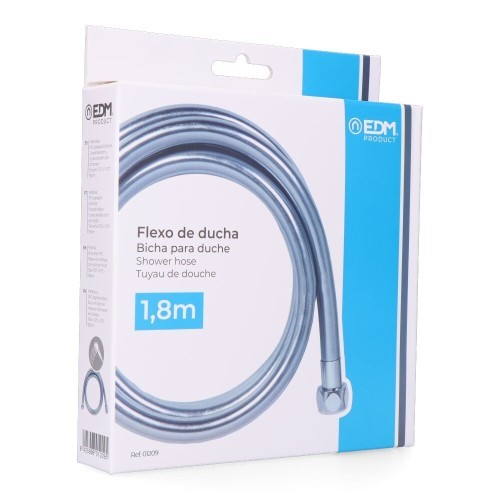 Flexo de Ducha EDM PVC Cromo Brillante 1,8 Metros 01209