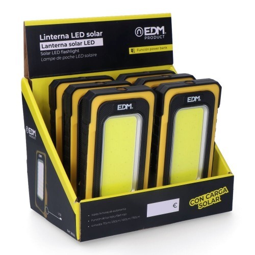 Linterna LED Solar Recargable COB 10W 750Lm EDM 36126