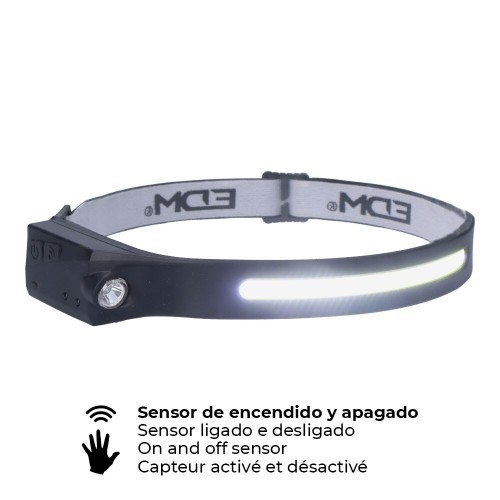 Linterna Frontal con Sensor Recargable LED EDM 36127