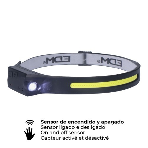 Linterna Frontal con Sensor Recargable LED EDM 36127