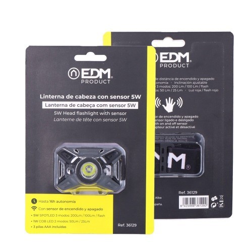 Linterna de Cabeza LED EDM con Sensor 7 Modos de Luz 36129 Linterna de Cabeza LED EDM con Sensor 7 Modos de Luz 36129