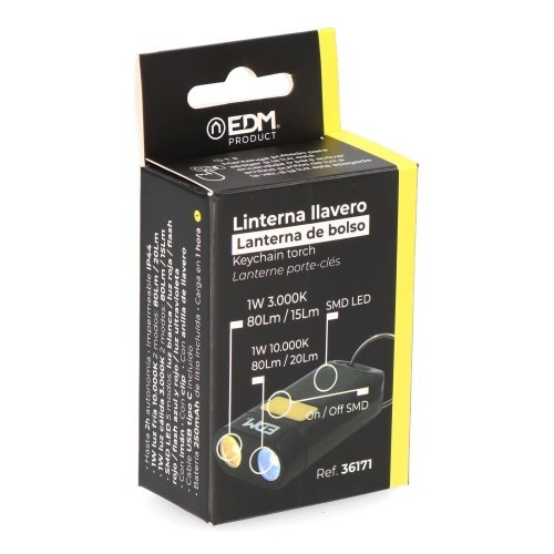 Linterna Llavero de Bolsillo EDM 36171 con Luz Fría y Cálida
