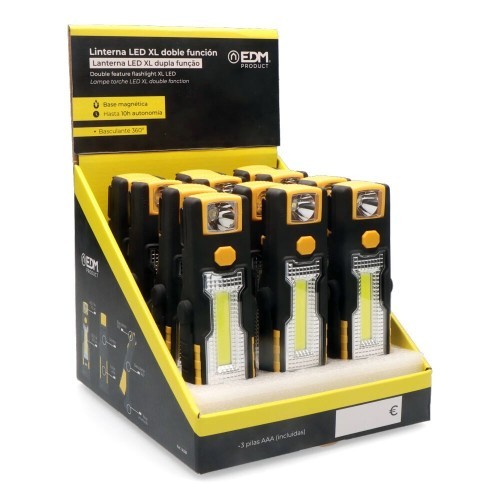 Linterna LED XL Doble Función EDM con Gancho + Imán 36381