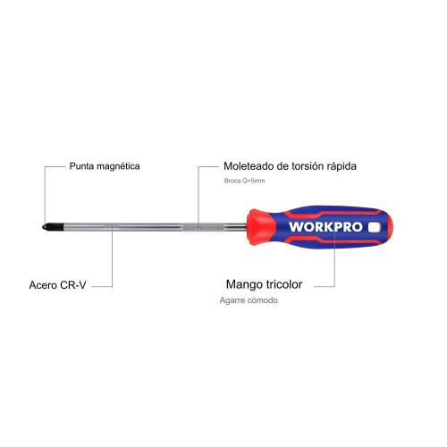 Destornillador Workpro Phillips PH0x75mm 21001