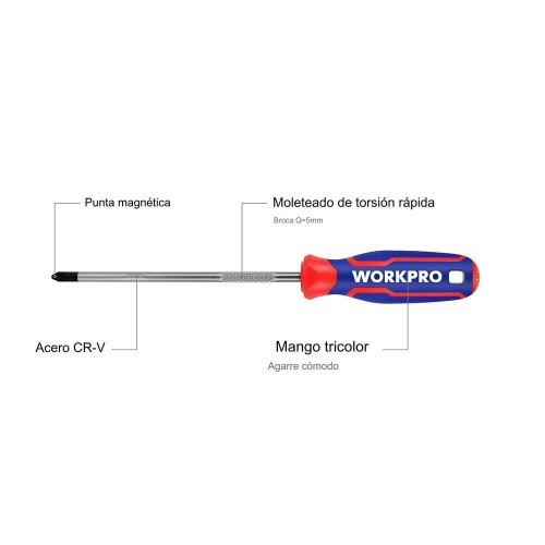 Destornillador Workpro Phillips PH0x75mm 21001 Destornillador Workpro Phillips PH0x75mm 21001