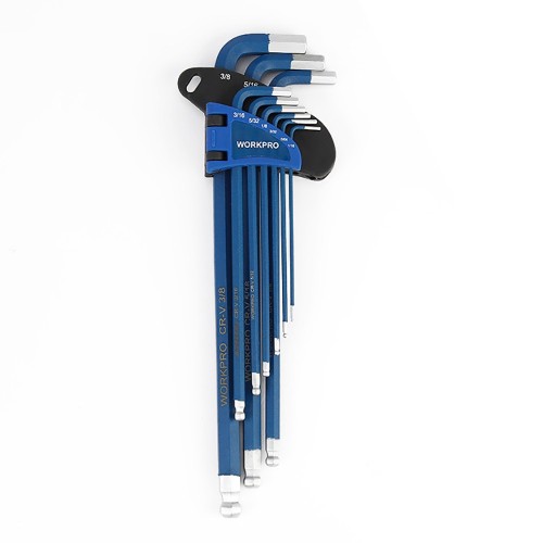 Juego de 9 Llaves Allen Largas Azules (Métrico) Workpro 21117