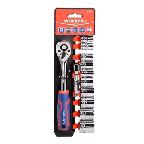 Workpro 21138 Juego de 14 Llaves de Vaso para Llave 3/8"