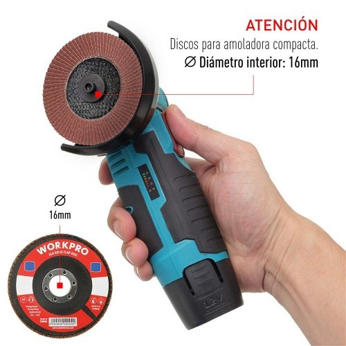 Disco de Lija Plano Workpro Ø100x16 mm Grano 40/60/80/120