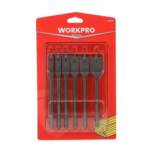 Juego de 6 Brocas de Pala Workpro para Madera 10-25MM