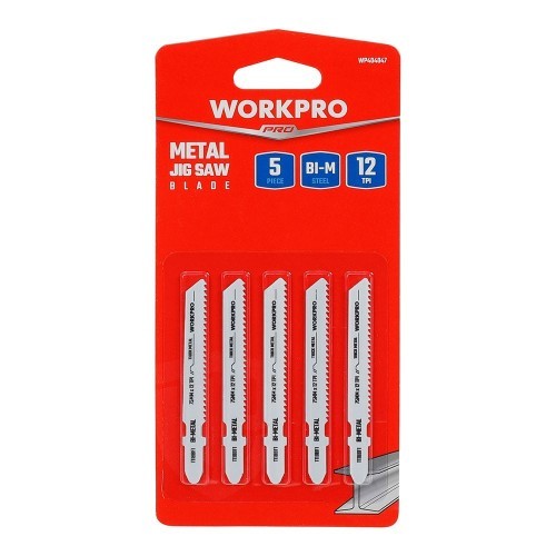 Juego de 5 Hojas de Sierra de Calar T118BF para Metal Workpro