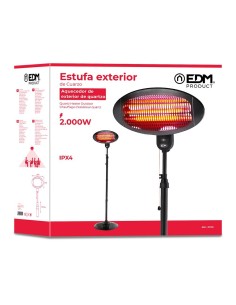 EDM 07091 Estufa de Cuarzo Exterior con Pie 650/1300/2000W 2