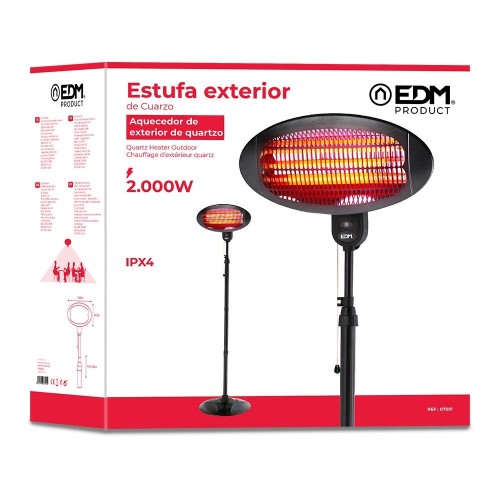 EDM 07091 Estufa de Cuarzo Exterior con Pie 650/1300/2000W