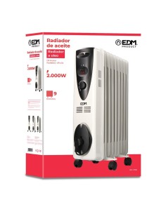 EDM 07122 Radiador de Aceite 2000W 9 elementos con Termostato 2