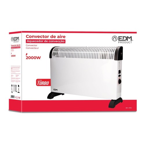 Convector de Aire EDM Turbo 2000W 07134 Ajustable