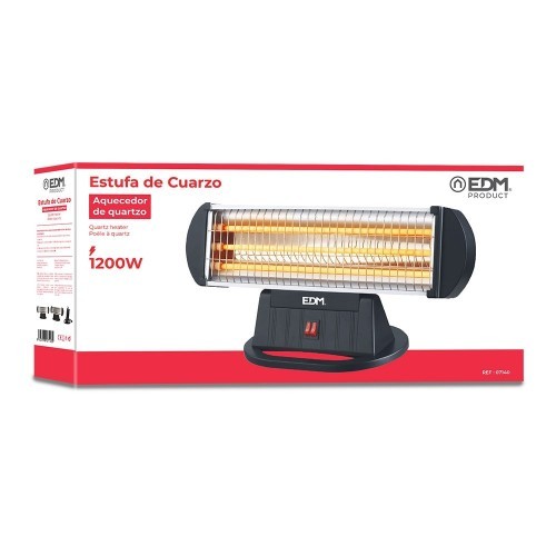 Estufa de Cuarzo 3 Barras 400/800/1200W Antivuelco EDM 07140 Estufa de Cuarzo 3 Barras 400/800/1200W Antivuelco EDM 07140