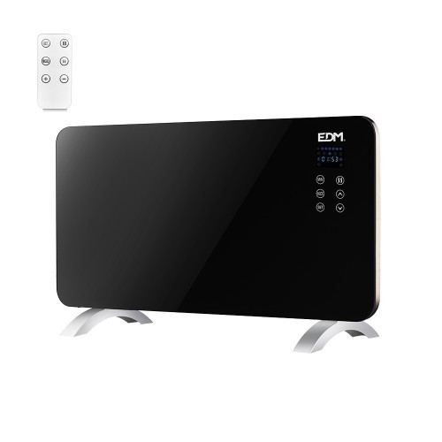 Convector con Placa de Cristal Negro 1500W EDM 07182 Convector con Placa de Cristal Negro 1500W EDM 07182