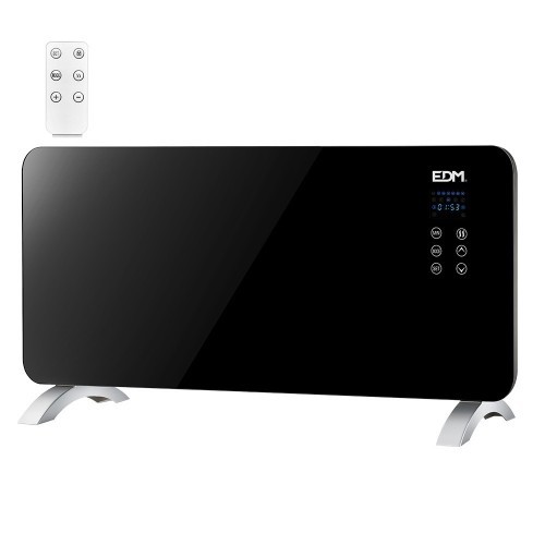 EDM 07183 Convector Negro con Placa de Cristal 2000W
