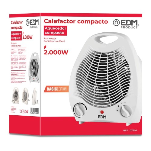 Calefactor Eléctrico Compacto Vertical 1000/2000W EDM 07204