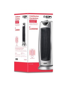 Calefactor de Torre Cerámico Oscilante Silver 1000/2000W EDM 2