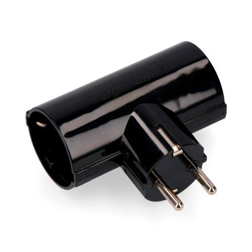 EDM 40058 Clavija con Doble Enchufe Negra Schuko 16A 250V