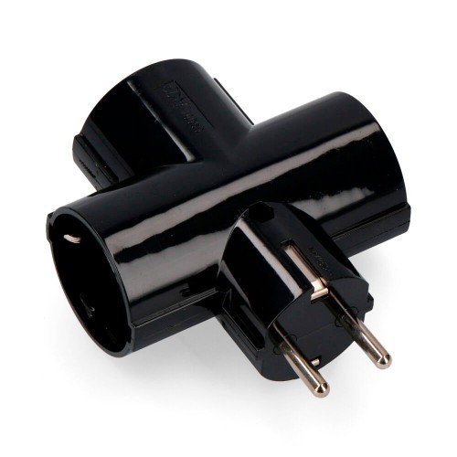 Clavija Triple Enchufe EDM Negra de Baquelita T/TL 16A 40059
