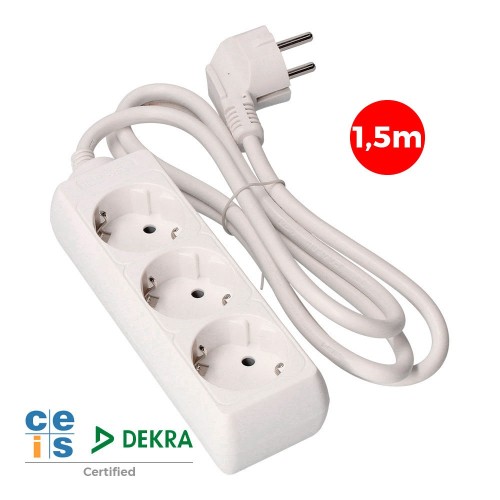 Regleta de Enchufes 3 Tomas T/TL 10/16A Schuko 1,5m EDM 41002