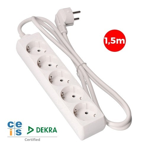 Regleta 5 Enchufes T/TL 10/16A Schuko 1,5 Metros Blanca EDM