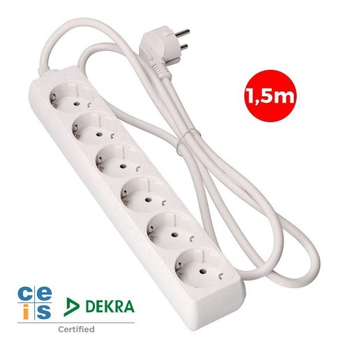 Regleta 6 Tomas EDM Blanca T/TL 10/16A 1,5 Metros 41006