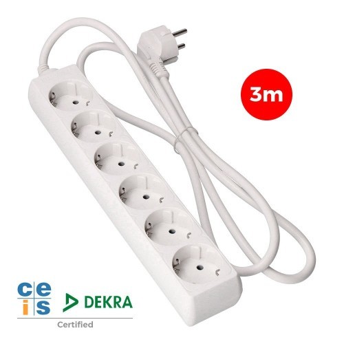 Regleta de 6 Enchufes T/TL Schuko con Cable 3 Metros EDM 41036