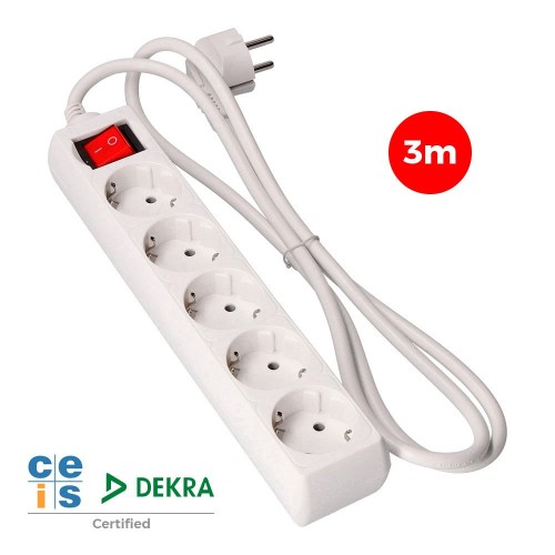 Regleta Multitoma EDM Schuko con Interruptor 3 Metros 41045