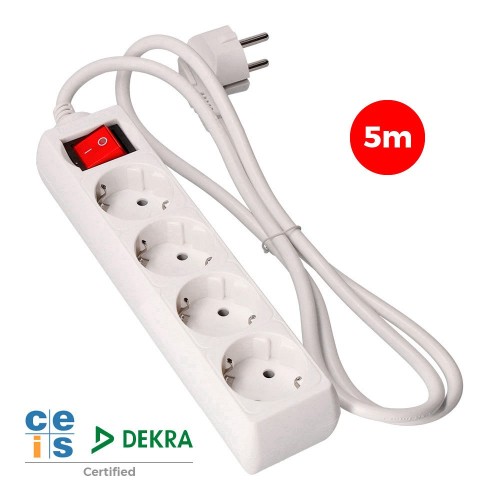 EDM 41064 Base Múltiple 4 Enchufes T/TL con Interruptor 5 Metros