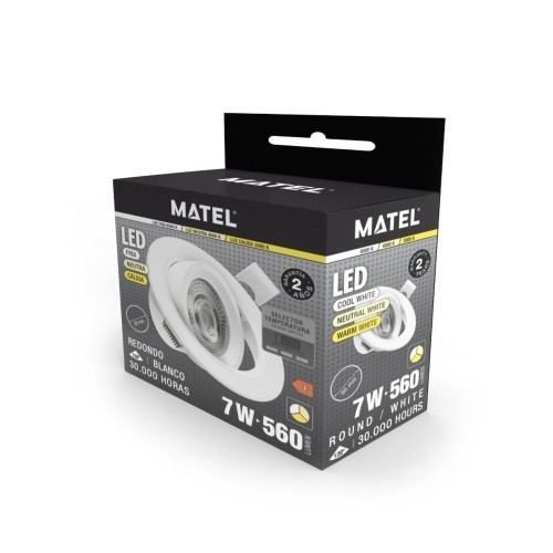 Foco Downlight LED Orientable Empotrable PC Blanco 7W CCT Foco Downlight LED Orientable Empotrable PC Blanco 7W CCT