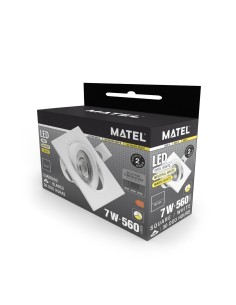 Foco Downlight LED Orientable Cuadrado Empotrable Blanco 7W CCT 2
