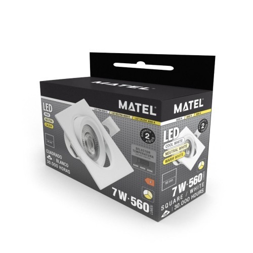 Foco Downlight LED Orientable Cuadrado Empotrable Blanco 7W CCT Foco Downlight LED Orientable Cuadrado Empotrable Blanco 7W CCT