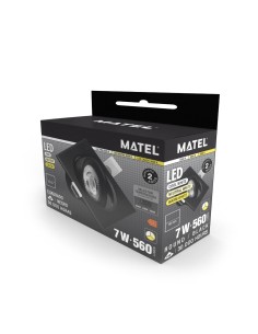 Foco Downlight LED Orientable 7W Cuadrado Empotrable Negro CCT 2