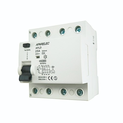 Diferencial Eléctrico 25-100A 4 Polos 300mA clase AC Aparelec