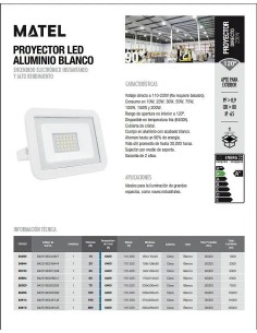 Proyector LED plano blanco 100W.Fría - 1 2