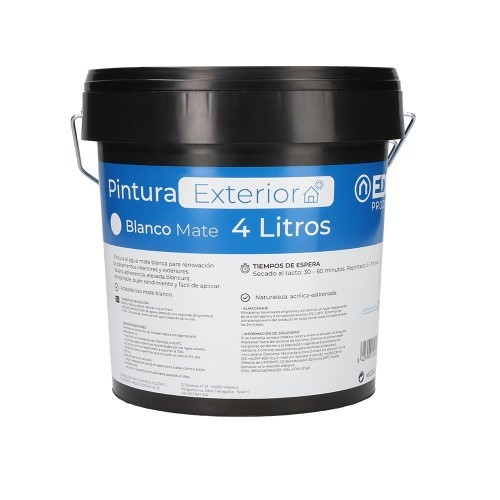 Pintura Plástica Blanca Mate Interior Y Exterior 4 Litros EDM 25404 Pintura Plástica Blanca Mate Interior Y Exterior 4 Litros EDM 25404