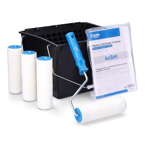 Pack Rodillo + Cubo + Recambios 3 Unidades + Plástico Cubretodo EDM Pack Rodillo + Cubo + Recambios 3 Unidades + Plástico Cubretodo EDM