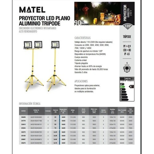 Proyector LED trípode 5 metros 1X20-1x70W.Fría - 2 Proyector LED trípode 5 metros 1X20-1x70W.Fría - 2