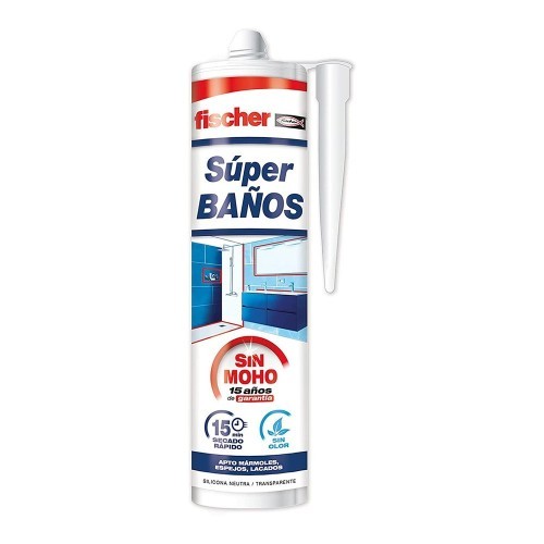 Super Baños Silicona Translúcida Antimoho Sin Olor 280ML Fischer Super Baños Silicona Translúcida Antimoho Sin Olor 280ML Fischer