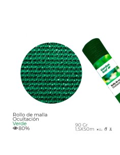 Rollo De Malla De Ocultación 1.5X50 Metros Color Verde 90G EDM