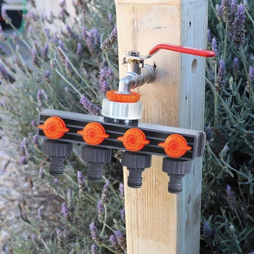Adaptador para Grifo de Jardín 4 Vías 3/4" para Manguera EDM
