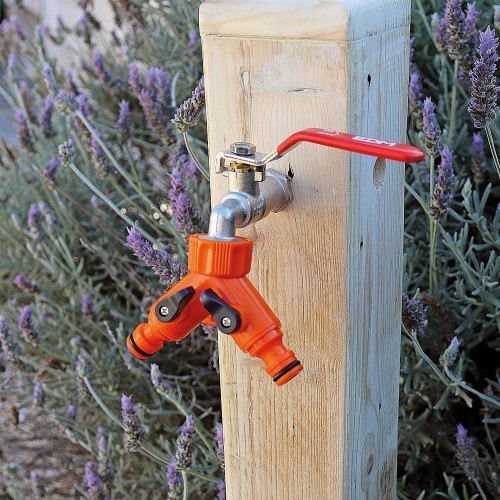 Conector de Manguera de Jardín en "Y" Con Dos Llaves 3/4" Ø26.5MM Conector de Manguera de Jardín en "Y" Con Dos Llaves 3/4" Ø26.5MM