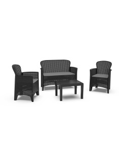 Conjunto de Jardín Jungle 4 Piezas Antracita + Cojines Progarden