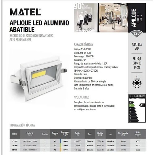 Aplique LED downlight 40W.Cálida - 3