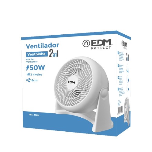 Ventilador 2 En 1 Suelo Y Pared Blanco 50W Aspas Ø18cm EDM